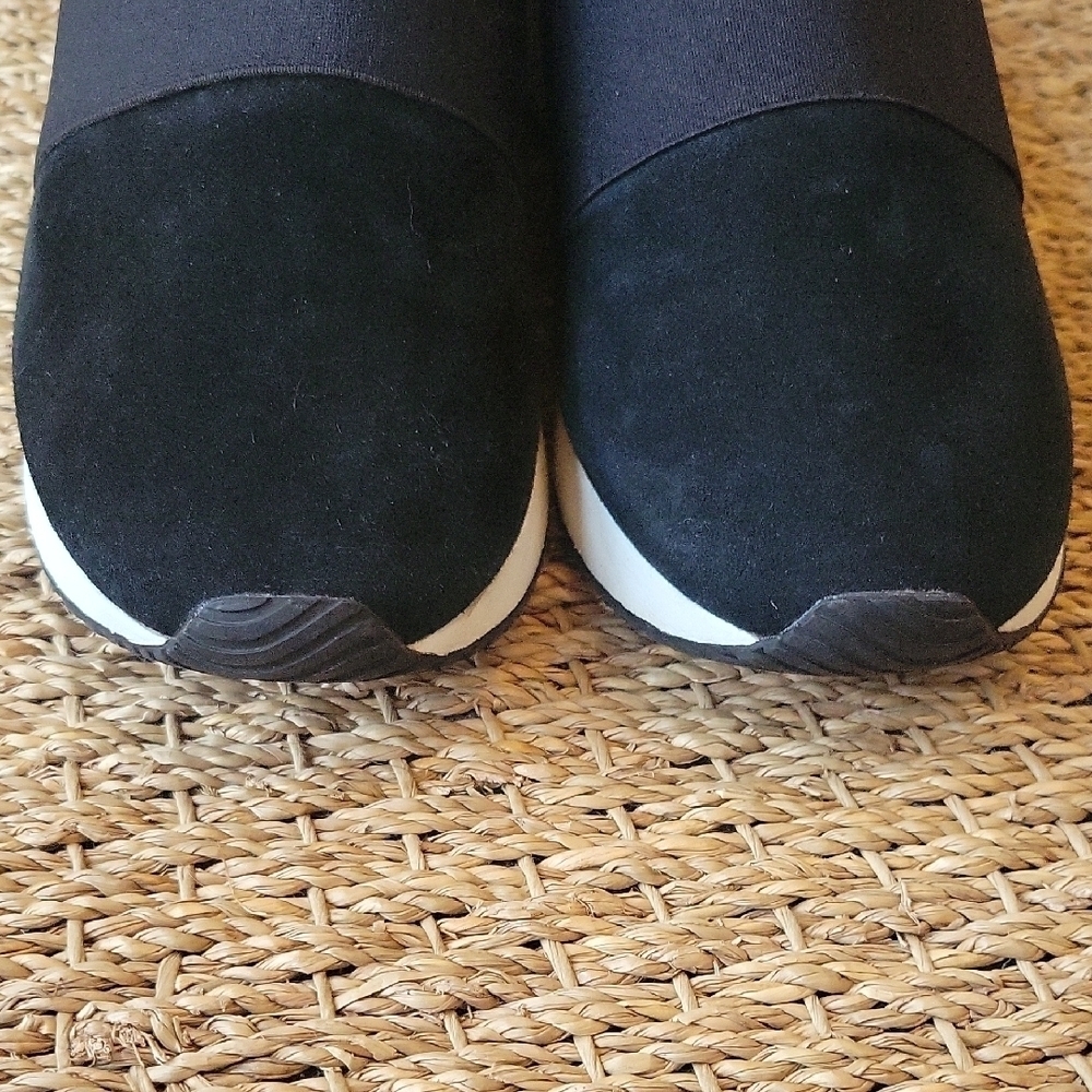 Alfani Black Suede Textile Slip-On Sneakers Size 8.5 Westonn Wedge Step 'N Flex - Picture 4 of 8